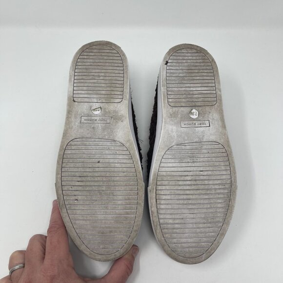 Tory Burch Rosette Slip On Trainers leather boho textile flowers brown size 7.5 - Picture 10 of 11